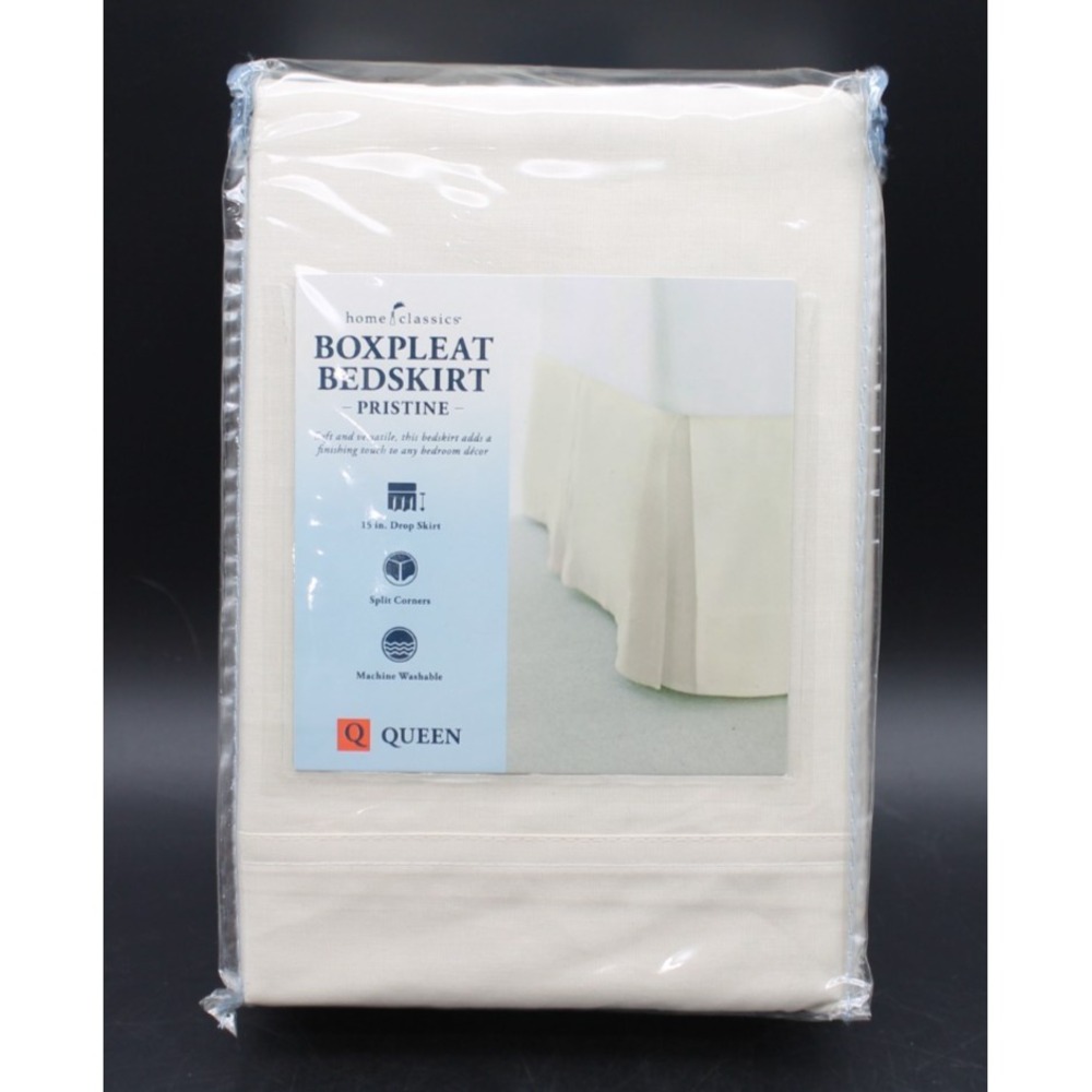 Home Classics Pristine Queen Box Pleat Bed Skirt Ivory 15" Drop New